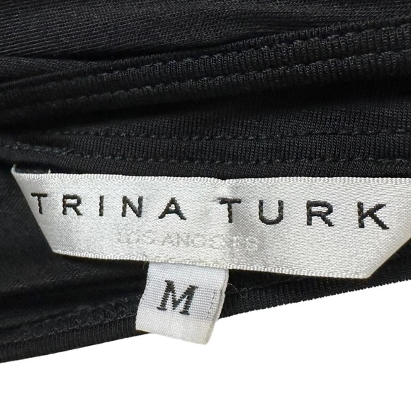 Trina Turk Dress Black Medium Drape-Back Jersey Open Drape Back Viscose NWOT - Picture 10 of 13